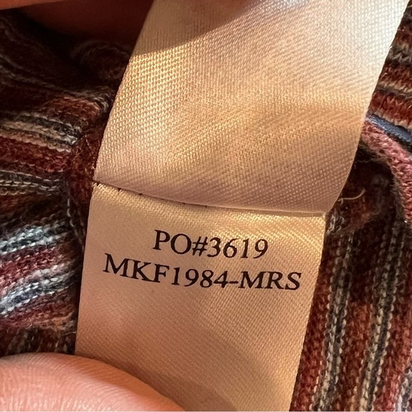 Faherty Organic Cotton Long Sleeve Striped Polo Shirt Size Large - Picture 8 of 11